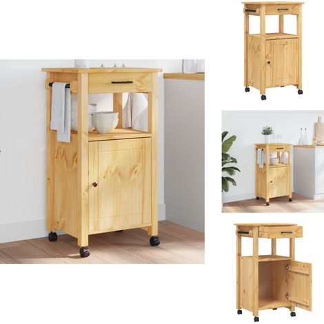 Chariot de cuisine MONZA 48x40x90 cm bois massif de pin - Chariot De Cuisine - Chariot À Légumes - Meuble De Cuisine - Rangement Cuisine - Étagère Murale (1/5)