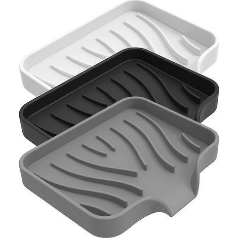 3er-Set Silikon-Seifenschalen mit selbstentleerender Duschwanne fürs Badezimmer – 12 x 10 cm (1/3)