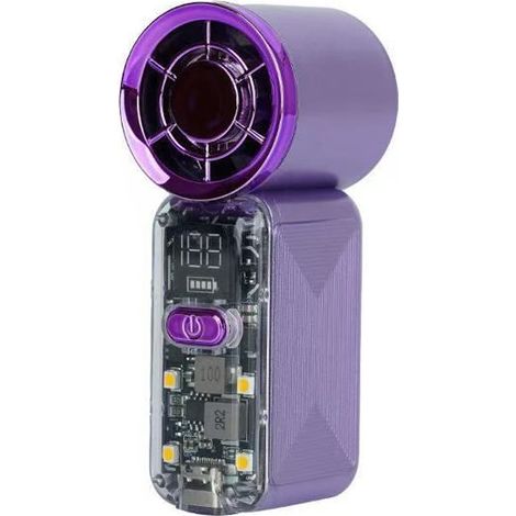 Ventilateur de poche portable à turbine avec lumière, mini ventilateur cyberpunk avec affichage LED et 5 vitesses de ventilation, ch (1/5)
