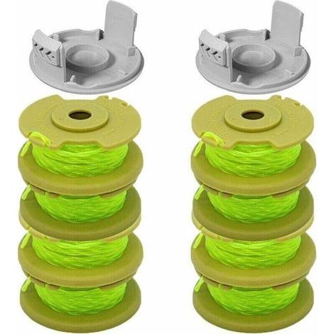 Ulisem 10er-Pack Ersatzspulen für Ryobi 1/4 Zoll Trimmer, kompatibel mit Ryobi One+ AC14RL3A, Akku-Trimmer, 8 Spulen + 2 Schneidkappen (Gelb) (1/4)