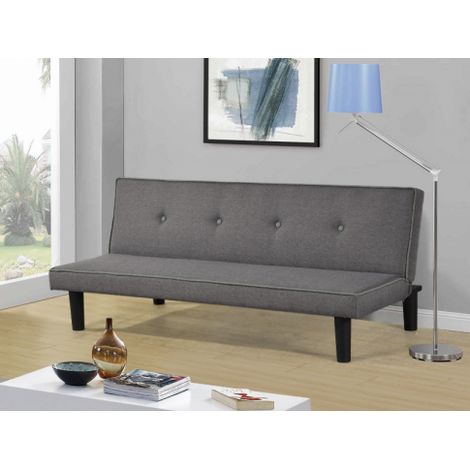 Divano tre posti moderno, reclinabile a letto, lino grigio 166cm Sicorage Elian