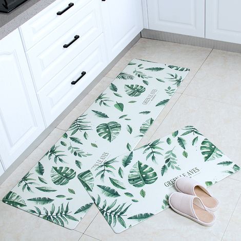 MINKUROW Tappetini Da Cucina 2 Pezzi Lavello Anteriore Antiscivolo Resistente Alle Macchie In Pvc Impermeabile Pulibile Tappeto Runner Stile Moderno Per Soggiorno Cucina Pavimento, 45x75cm + 45x120cm