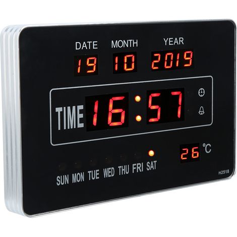 Horloge numérique multifonction avec calendrier, affichage température et heure, prise EU 110-220V (1/5)