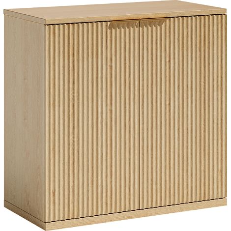Credenza in MDF con doppie porte e rilievo, effetto rovere, 80 x 40 x 80 cm, HOMVRA (1/5)