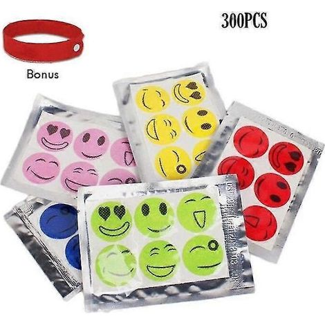 300 autocollants anti-moustiques et anti-insectes souriants (1/4)