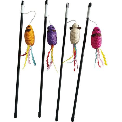 Set 4 pezzi Gioco Gatto Bacchetta Topini assortito 40cm.