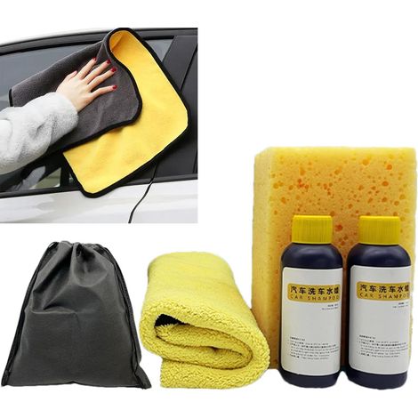 Kit de nettoyage de voiture - Kit de nettoyage anti-rayures - Kit de lavage et d'entretien de voiture - Kit de nettoyage de voiture avec sac de rangement - Équipement de lavage de voiture pour les (1/5)