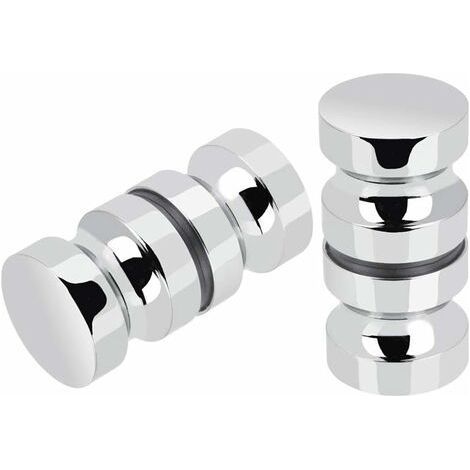 Lot de 2 de Poignées de Porte de Douche Bain Poignée de Porte de Douche 30 mm Poignées De Porte De Remplacement en Chrome Poli Poignée de Porte Ronde en Verre en Acier Inoxydable Durable (1/5)
