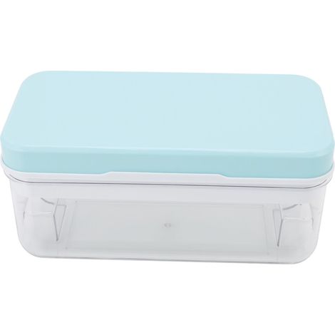 Bac à glaçons silicone avec couvercle et boîte de stockage - Moule à glaçons bleu pour cuisine