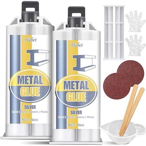 Bi-component Epoxy Metal Glue 100 ml, Metal Glue, Metal Adhesive for Bonding and Repairing Metals, Aluminum, Stainless Steel, Iron, Plastics and Ceramics (1/5)
