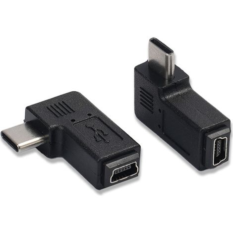 Mini-5P-Buchse auf Typ-C-Stecker, rechtwinkliger Adapter für Android-Mobiltelefone (Konverterstecker für die Datenübertragung) (1/4)
