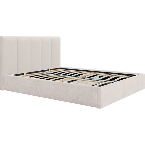 Lit coffre 140 x 190 cm avec tête de lit coutures verticales - Tissu - Beige - KILACLO