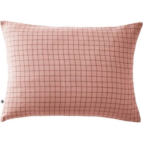 Taie d'oreiller double gaze de coton 50 x 70 cm Gaia mixe rose peche (1/2)
