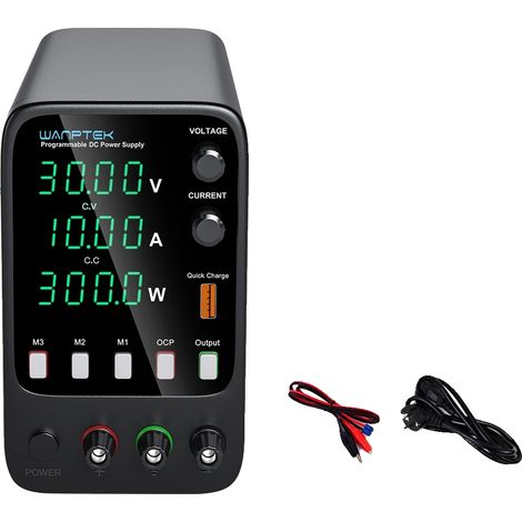 Fuente de alimentación de CC, salida ajustable, pantalla digital, 30 V 10 A APS (1/2)