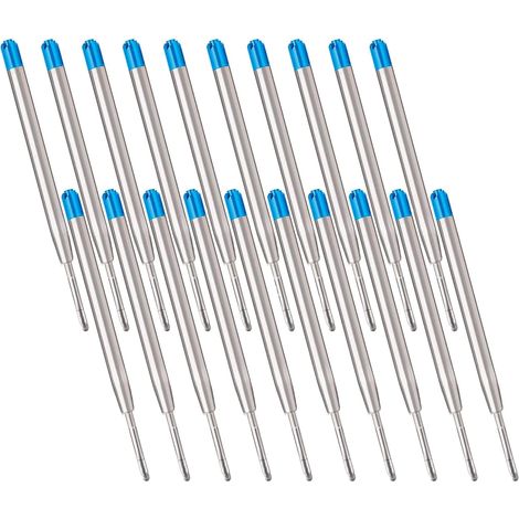 Pack of 20 metal replacement refills for ballpoint pens - For G2 format - Compatible with Parker ballpoint pens - Blue ink color (1/5)