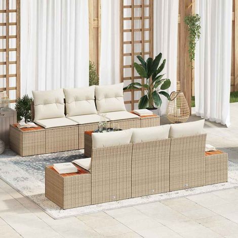 Set Divano da Giardino 7 pz Beige Poly Rattan vidaXL (1/5)