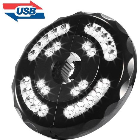 Lampe de parasol sans fil - 28 LED - 4 modes - 4400 mAh - Fonctionne avec piles et charge USB - Pour jardin,plage,extérieur,barbecue,fête,camping - Blanc (1/5)