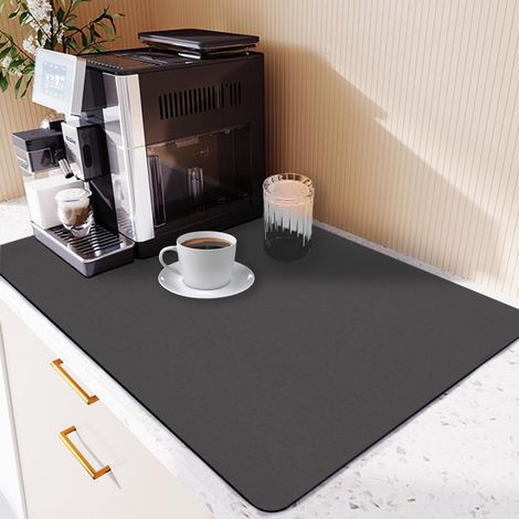 Tapis Égouttoir Vaisselle 50 x 40 cm, Super Absorbant pour Cuisine, Machine à Café, Bar - Gris Foncé (1/5)
