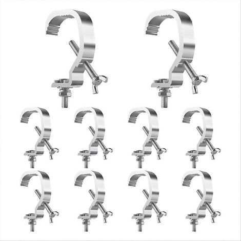 Support de Truss C Clamp 1,18-2 pouces, lot de 10 pinces pour projecteurs de scène, fixation robuste pour éclairage, serrage ajustable, accessoire d'équipement de spectacle, compatible avec tubes de s (1/5)