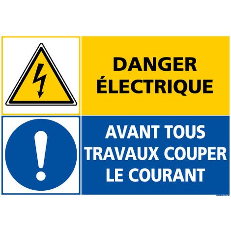 PANNEAU DANGER ELECTRIQUE - COUPER LE COURANT (C1417) - Adhésif - 420 x 300 mm