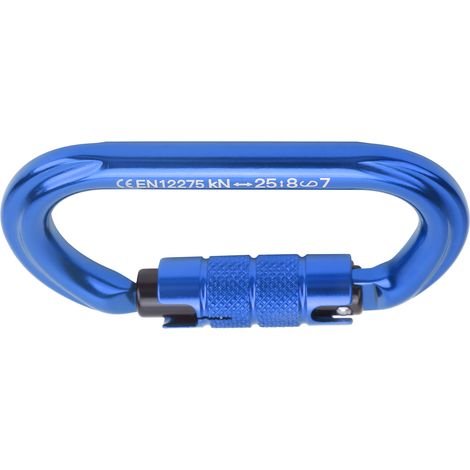 Xinda O-förmiger Karabiner mit Verriegelung, robuste Ausführung aus Aluminiumlegierung für Kletterzwecke, blau (1/5)
