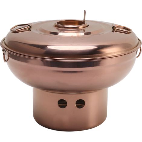 Kleiner chinesischer Fonduetopf aus Edelstahl 410, für Holzkohle, Trockeneis, im antiken Peking-Stil, für eine Person, roségoldfarben (1/5)