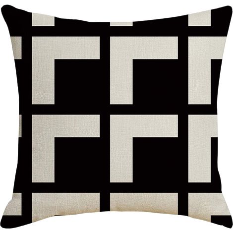 Housse De Coussin - Imprimé Noir Et Blanc - Résistante À L'Eau - Pour Coussin Hugging - 45 X 45 Cm - 1 Pièce (1/4)