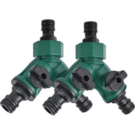distributeur 2 voies arrosage 2 x 3/4" Distributeur d'eau en plastique à 2 voies pour l'aménagement paysager, le jardinage, la floriculture, l'irrigation (1/5)
