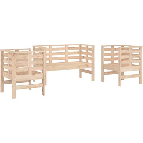 Maison Exclusive - 3-tlg. Garten-Lounge-Set Massivholz Kiefer (1/5)