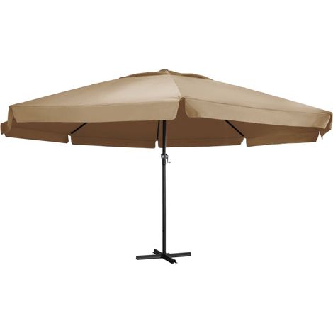 vidaXL Garden Parasol with Aluminium Pole 600 cm Taupe