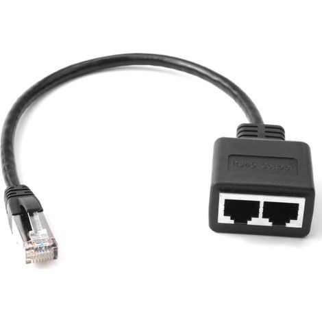 Noir，Répartiteur RJ45, Repartiteur Cable Ethernet, 1 Mâle vers 2 Femelles Adaptateur Multiprise Ethernet, Doubleur Splitter RJ45 pour Cat5 Cat5e Cat6 Cat7