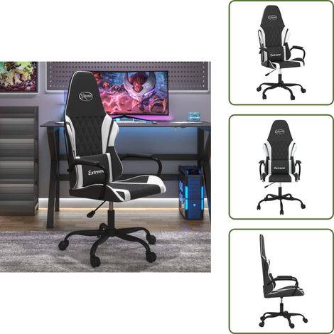 Silla ergonómica - vidaXL Silla gaming cuero sintético negro y blanco - Silla de oficina