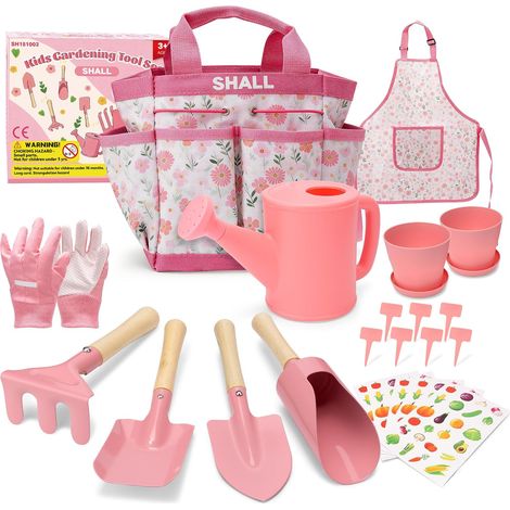 Kit de Jardin pour Enfants, 22 pièces, Comprenant Un Sac de Rangement et Divers Outils de Jardinage, idéal comme Jouet d'extérieur et Cadeau pour Enfants. (1/5)
