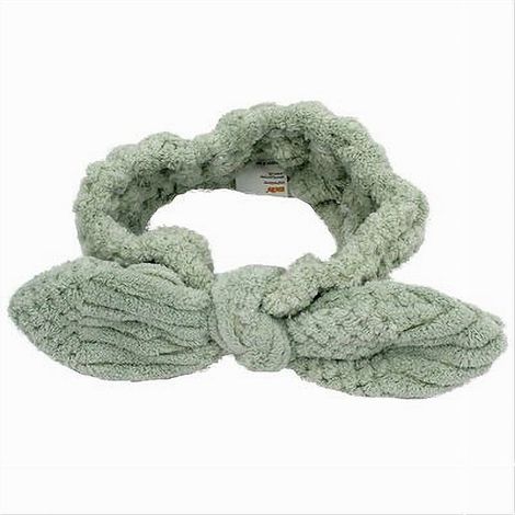 Cleafe - Fascia Per Capelli Doccia Shampoo Trucco Spugna Con Fiocco Annodato Verde 79614 - (1/2)
