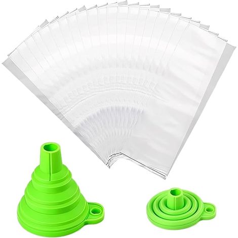 250 pezzi di tubi per ghiaccioli Floup riutilizzabili con imbuto, adatti per yogurt, caramelle, ghiaccioli fatti in casa e bomboniere per feste (257 cm) (1/5)