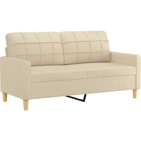 Vidaxl – Canapé 2 places crème 140 cm – Tissu polyester durable – Accoudoirs rembourrés – Design moderne pour salon