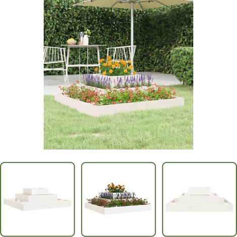 Pot de fleurs - Jardinière Blanc 80x80x27 cm Bois massif de pin (1/5)