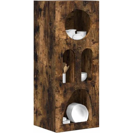 Buffet Bas de Cuisine en Bois d'Ingénierie Effet Chêne Fumé, Meuble de Rangement 40 x 35 x 100,5 cm pour Salon ou Entrée (1/5)