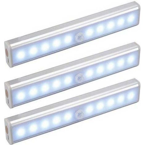 3er-Pack 10-LED-Lampen, XU, kabellos, USB-aufladbar, magnetisch, mit Bewegungssensor, tragbar. Schrankleuchte, Notleuchte, Nachtlicht für Kinder, Akzentbeleuchtung – KZQ (1/4)