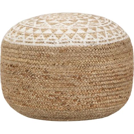 vidaXL Handgefertigter Pouf aus weißem Jute 45x30 cm