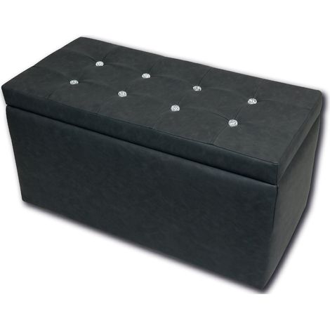 Baule Cassapanca Pouf Contenitore in Similpelle Silvia Grigio Scuro (1/2)