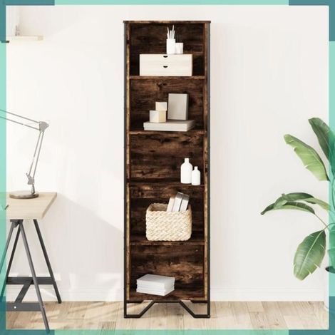 Bibliothèque - 848616 - chêne fumé - 50 x 31 x 169 cm - bois d'ingénierie (1/5)