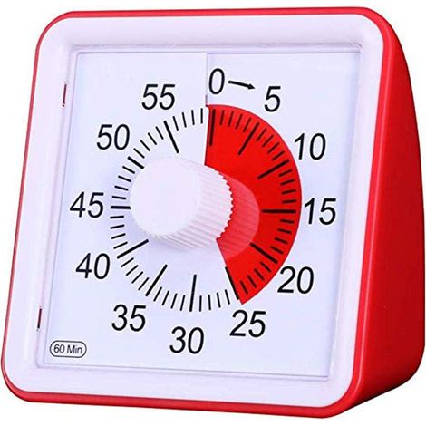 Minuteur analogique visuel silencieux pour classe ou réunion, horloge de compte à rebours, outil de gestion du temps pour enfants et adultes. (1/5)