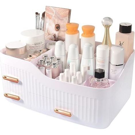Organisateur de Maquillage, Boîte Rangement Maquillage Avec 3 Tiroirs 8 Compartiments, Organisateur pour Cosmétique Parfum Bijoux (1/5)