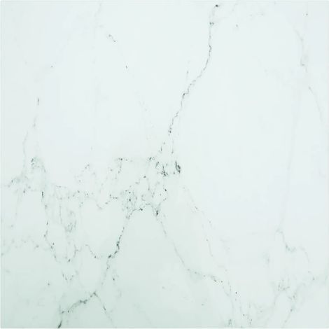 Tischplatte Weiß 80x80 cm 6 mm Hartglas in Marmoroptik
