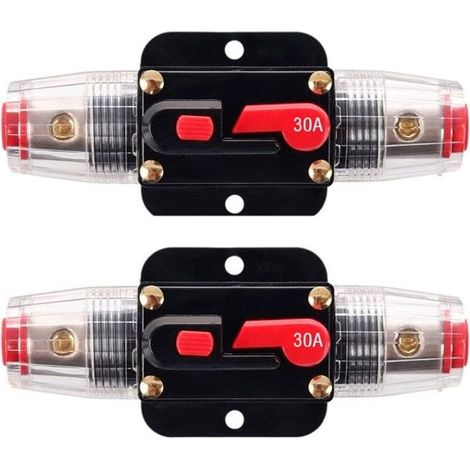 2PCS Fusible de réinitialisation de disjoncteur,12V-24V DC 30A avec réinitialisation manuelle pour la protection du système audio (1/5)