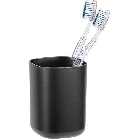 Bicchiere per spazzolini da denti WENKO “Davos” – Nero opaco