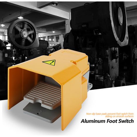 Interrupteur marche/arrêt à pédale en alliage d'aluminium 250 V 10 A, résistant à l'huile et à la corrosion, avec protection. (1/5)