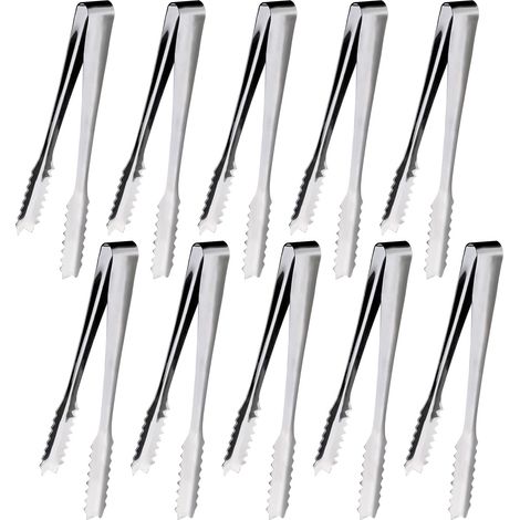 10 Pièces Pince a Glacon, 15,2 cm Pince a Sucre, Pince Bonbon, Pince Inox, Pince à Sucre, Pour Sucre, Biscuit, Buffet, Café, Cuisine et Plus (Argent) (1/5)