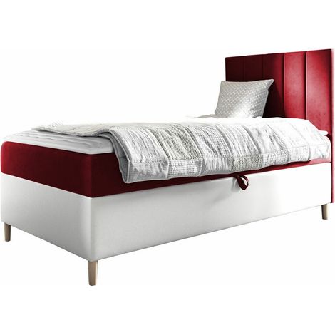 Cama continental Lucus VI, Soft 017 + Fresh 8, Individuales, Continental, 80x200, Cuero ecológico, Tapiz, Somieres, 82x208x115cm